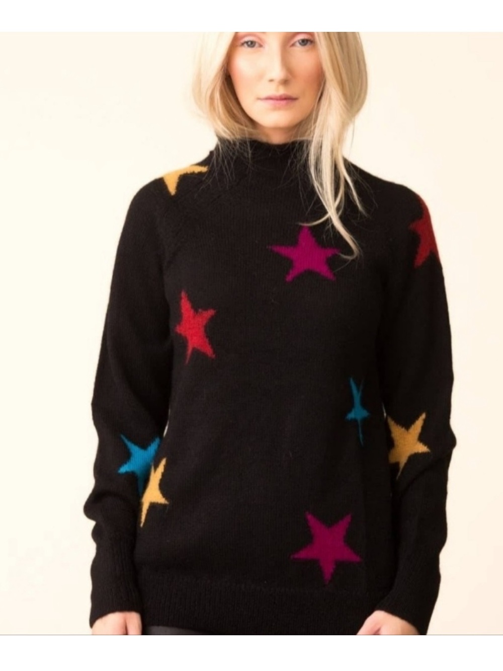 VEDA Womens Star Party Big Bend 100% Alpaca Sweater Size Large